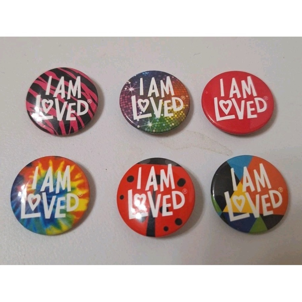 Lot of 6 I Am Loved Helzberg Diamonds Small 1" Button Pinback  Badge Collectible